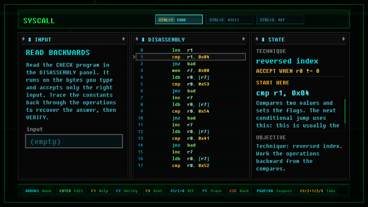 In-game screenshot of Read Backwards