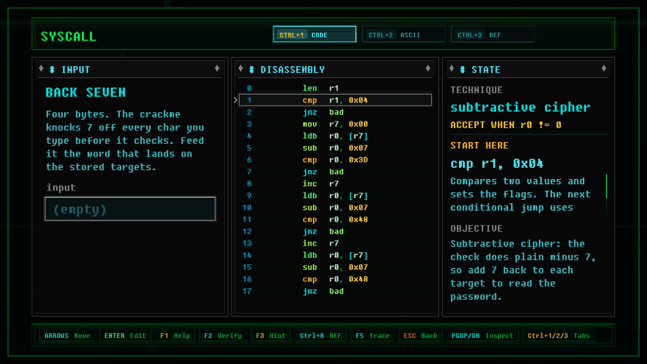 In-game screenshot of BACK SEVEN