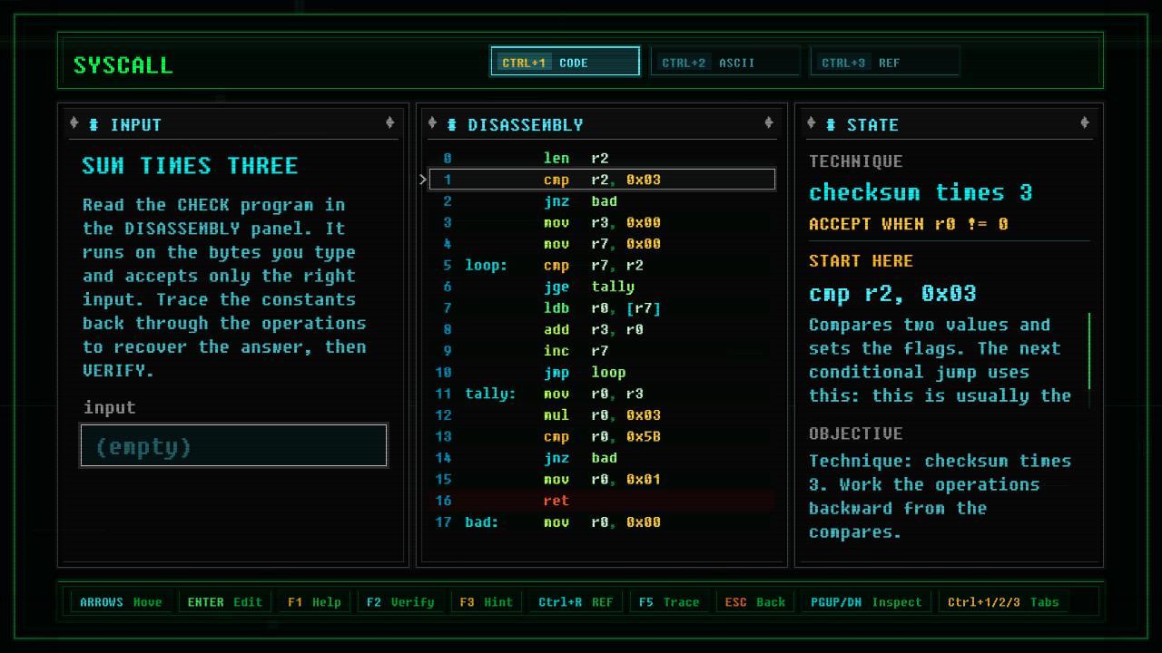 In-game screenshot of Sum Times Three
