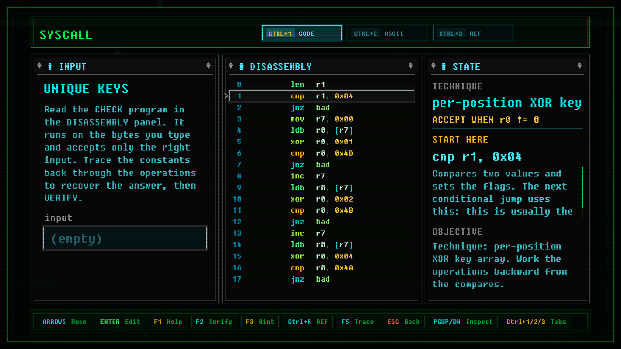 In-game screenshot of Unique Keys