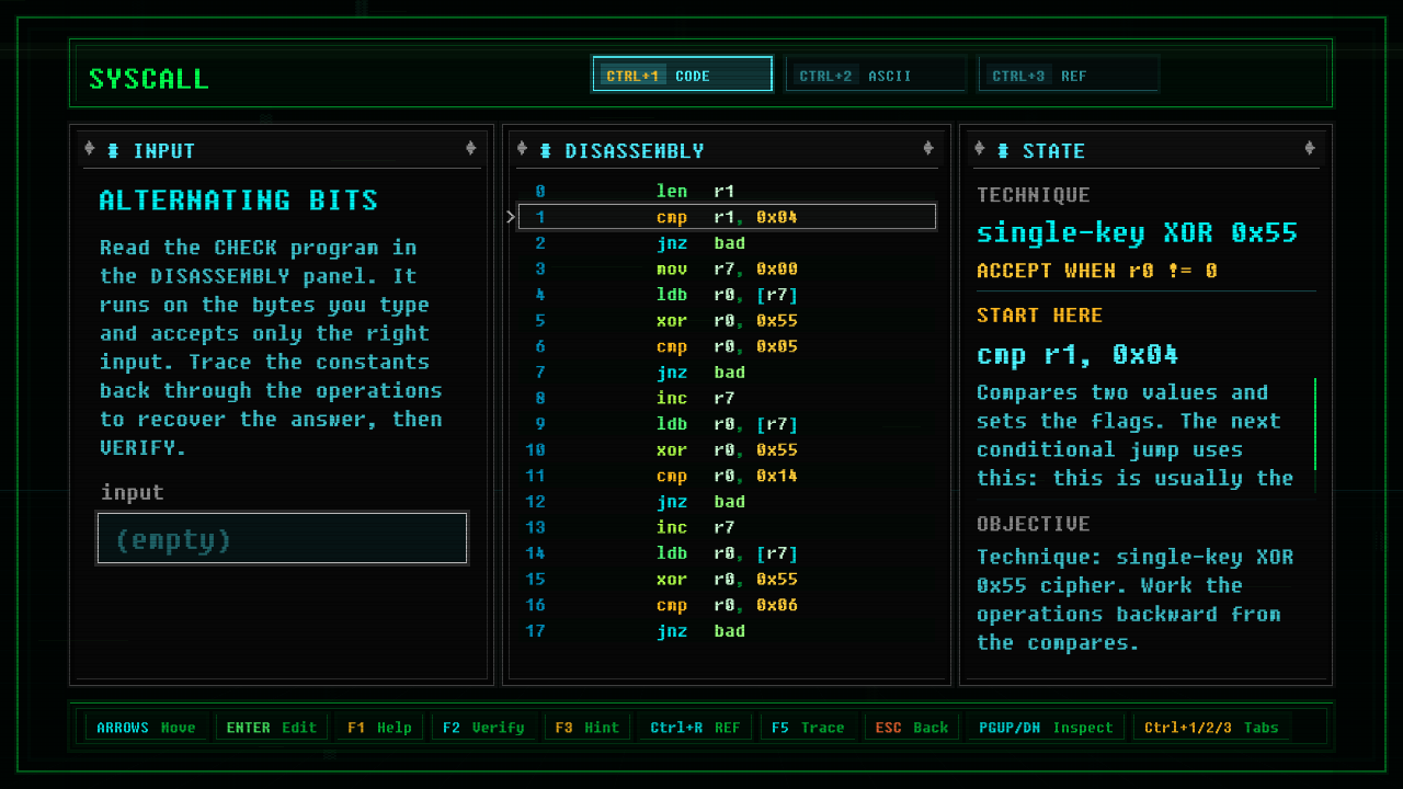 In-game screenshot of Alternating Bits