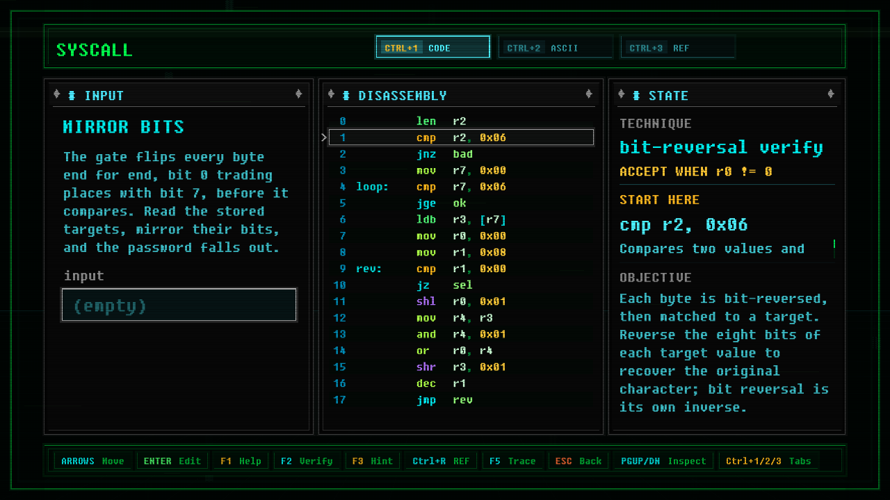 In-game screenshot of MIRROR BITS