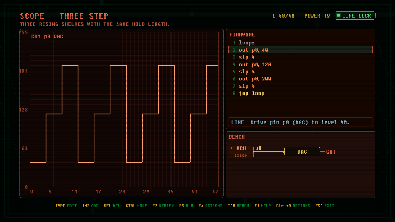 In-game screenshot of THREE STEP