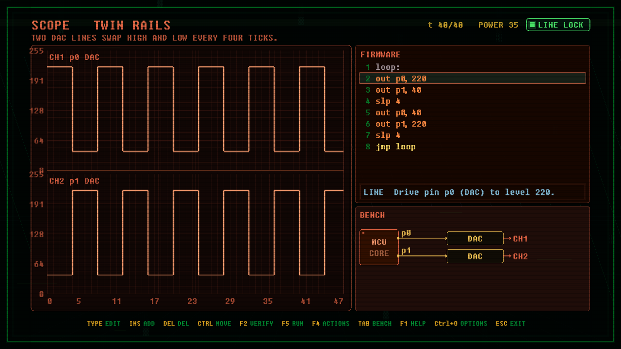In-game screenshot of TWIN RAILS