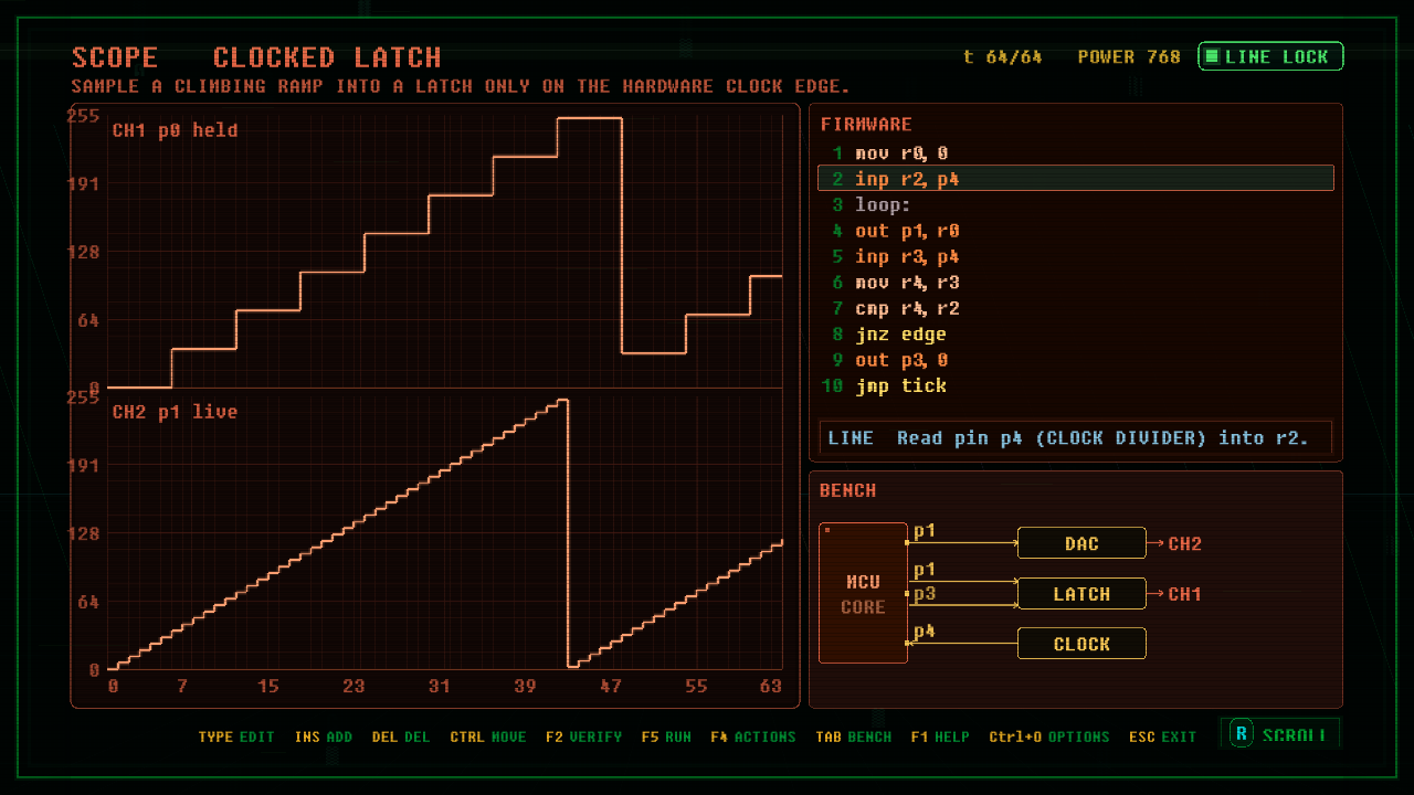 In-game screenshot of CLOCKED LATCH