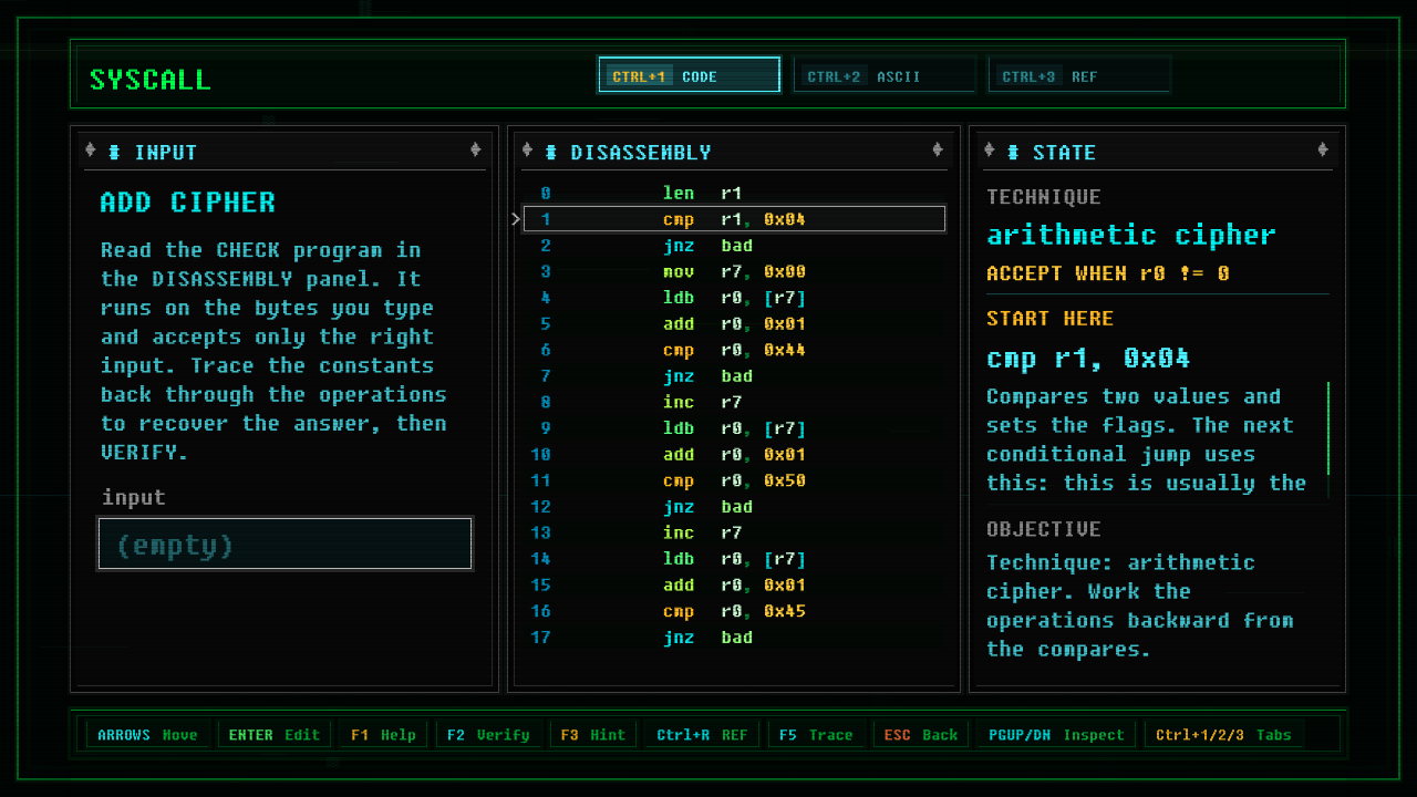 In-game screenshot of Add Cipher