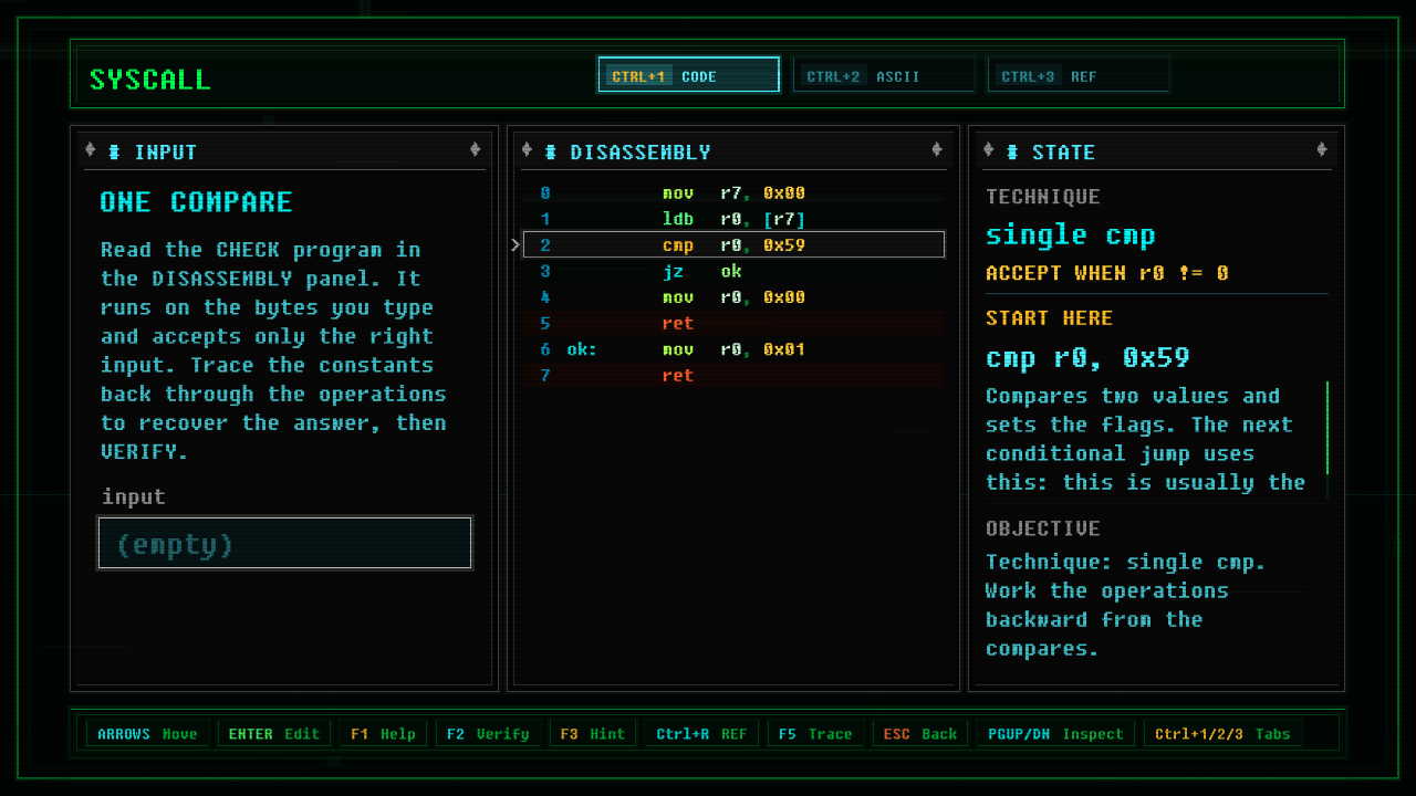 In-game screenshot of One Compare