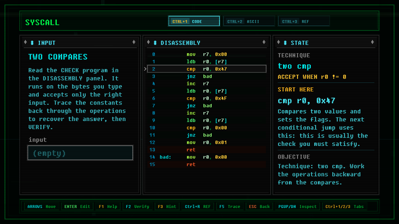 In-game screenshot of Two Compares