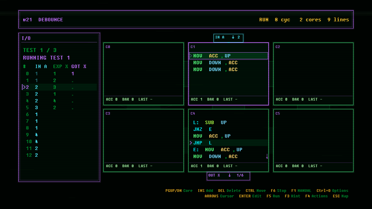 In-game screenshot of DEBOUNCE