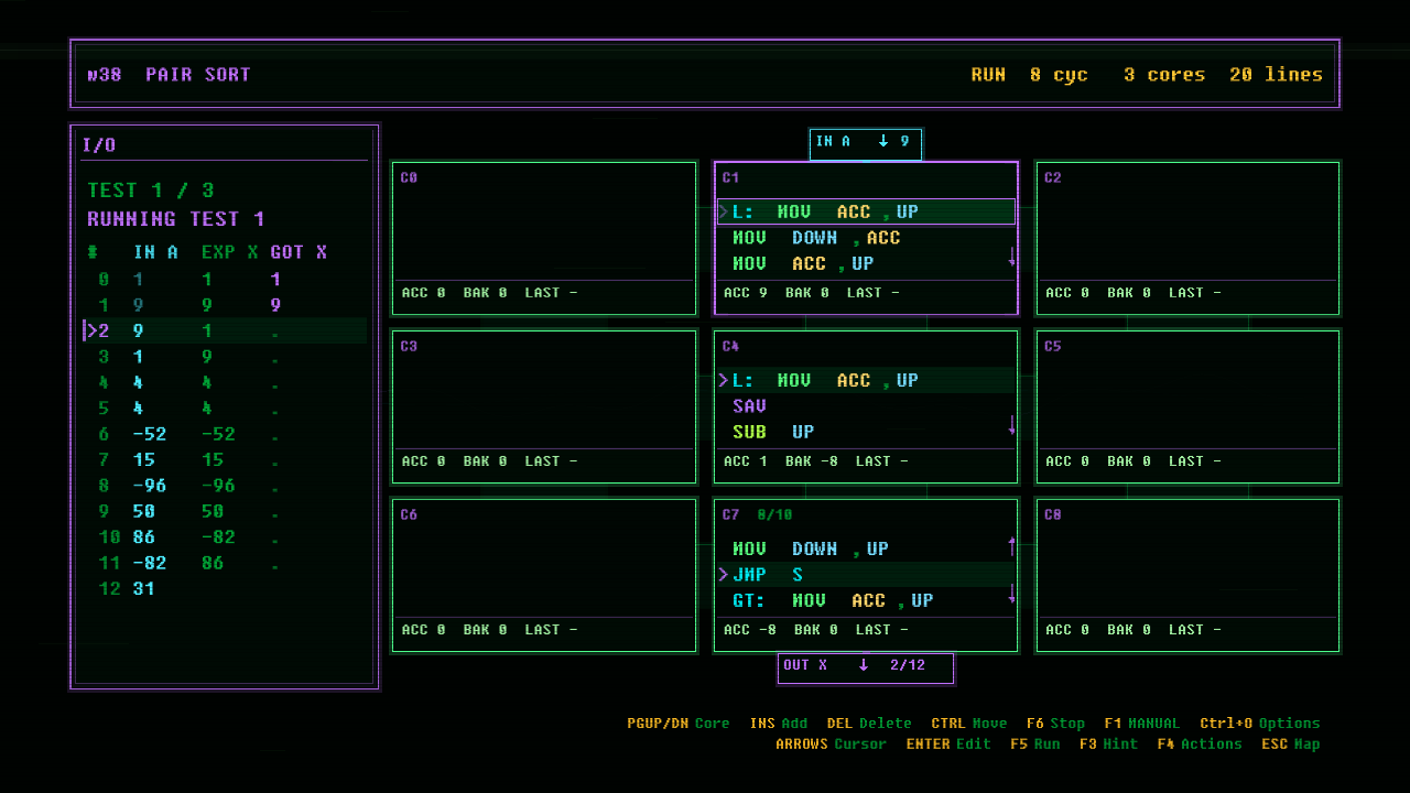 In-game screenshot of PAIR SORT