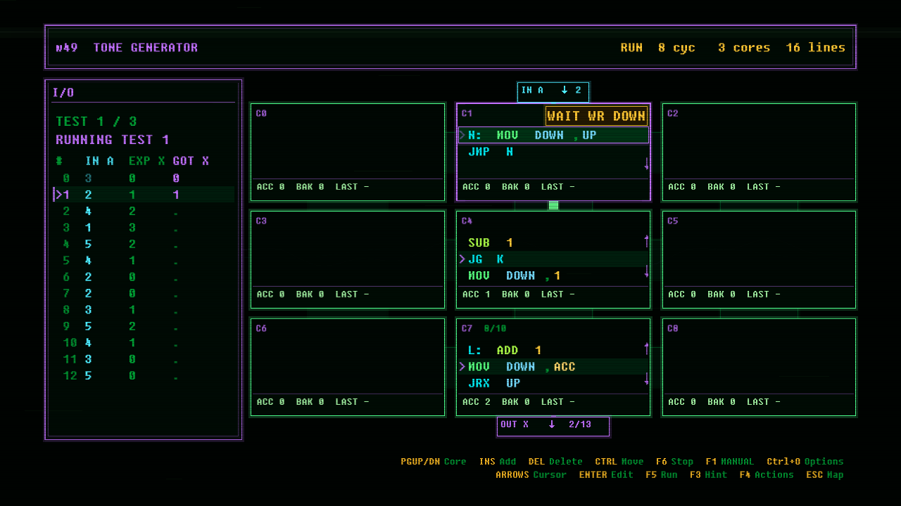 In-game screenshot of TONE GENERATOR