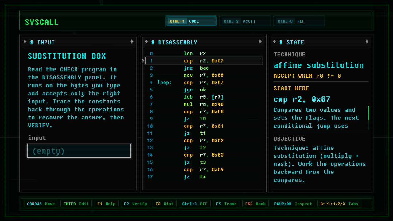 In-game screenshot of Substitution Box