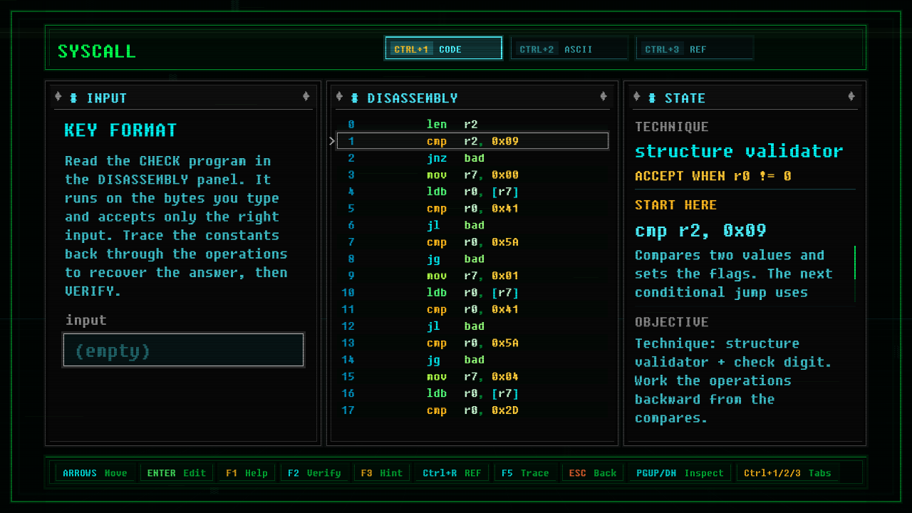In-game screenshot of Key Format