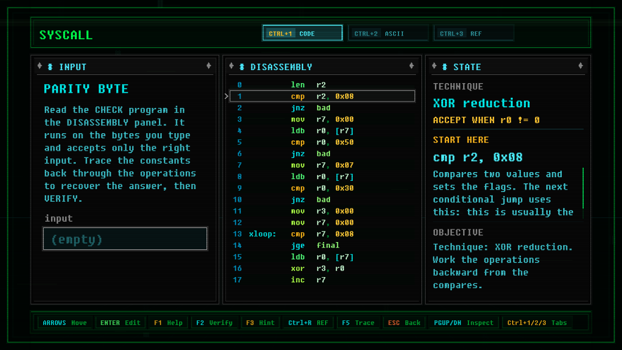 In-game screenshot of Parity Byte