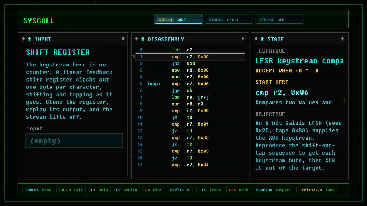 In-game screenshot of Shift Register