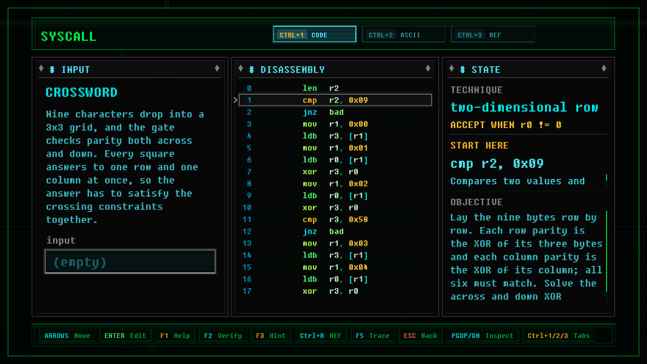 In-game screenshot of Crossword