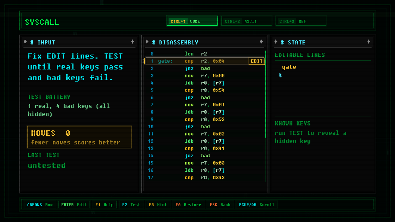 In-game screenshot of LENGTH RECEIPT