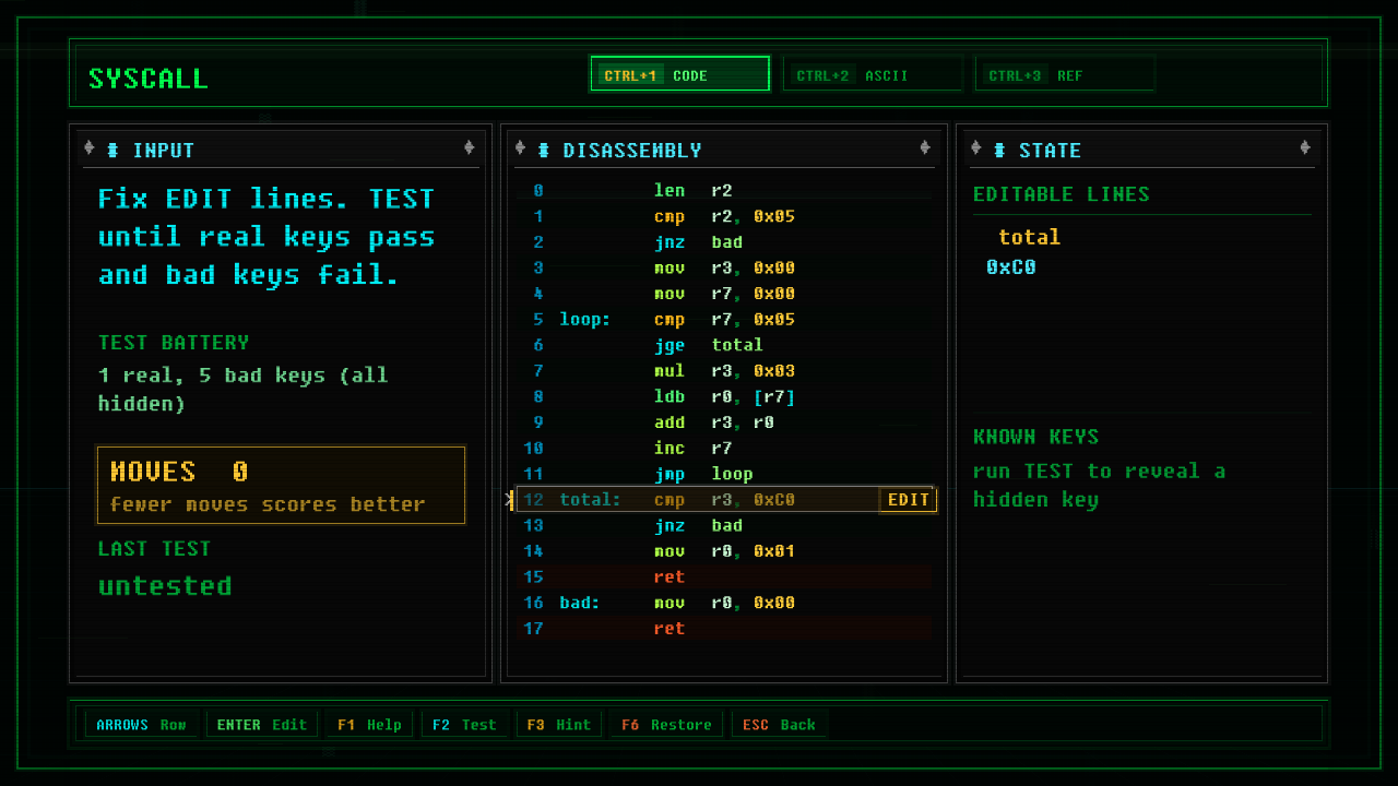 In-game screenshot of CHECK DIGIT